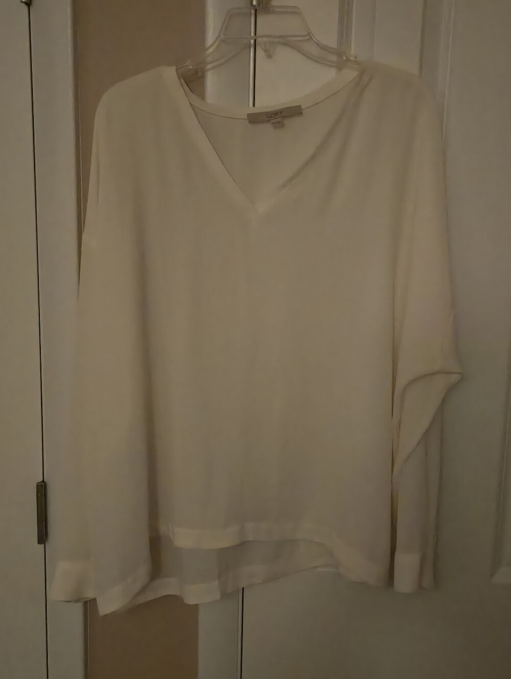 LOFT Ivory V-Neck Dolman Sleeve Blouse Oversized Flowy - XXL